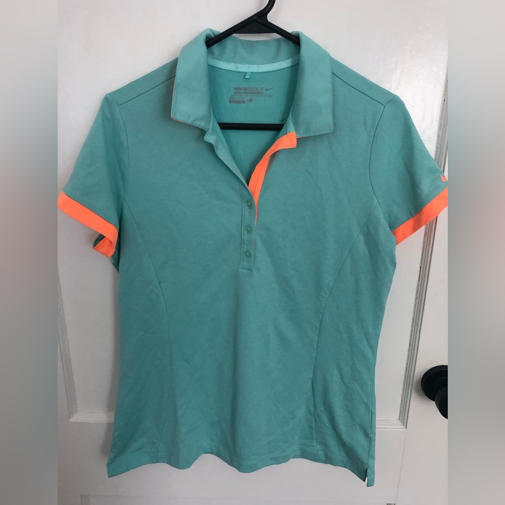 Women’s Nike Golf Dri-fit Performance Shirt Teal and Orange